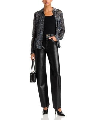 Paige Emilie Leather Blend Novelty Waist Jeans in Black