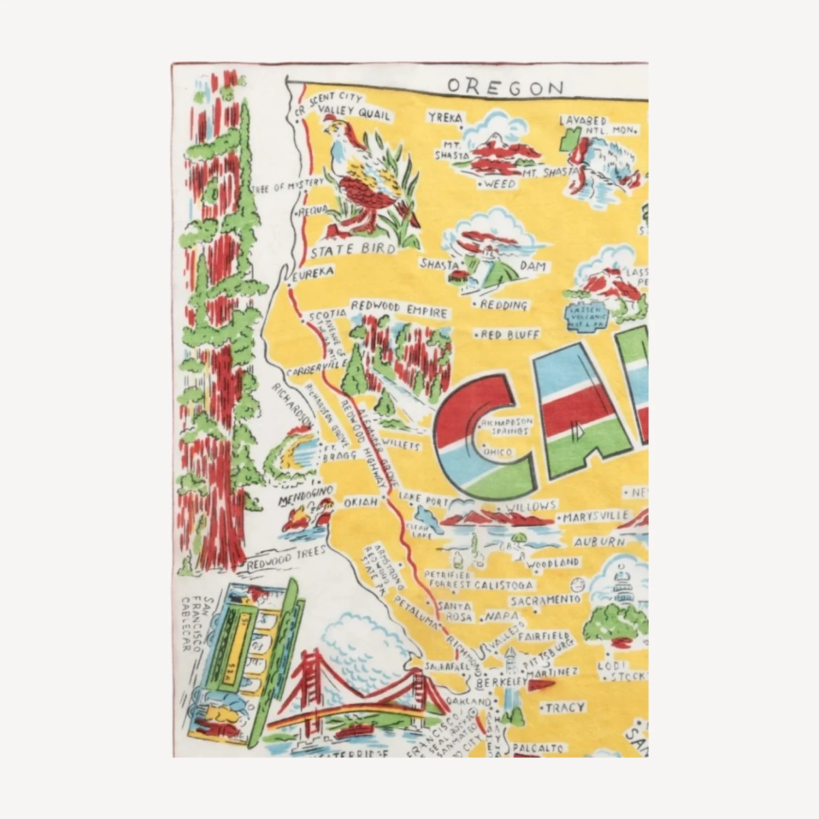 50s Silk California Souvenir Scarf
