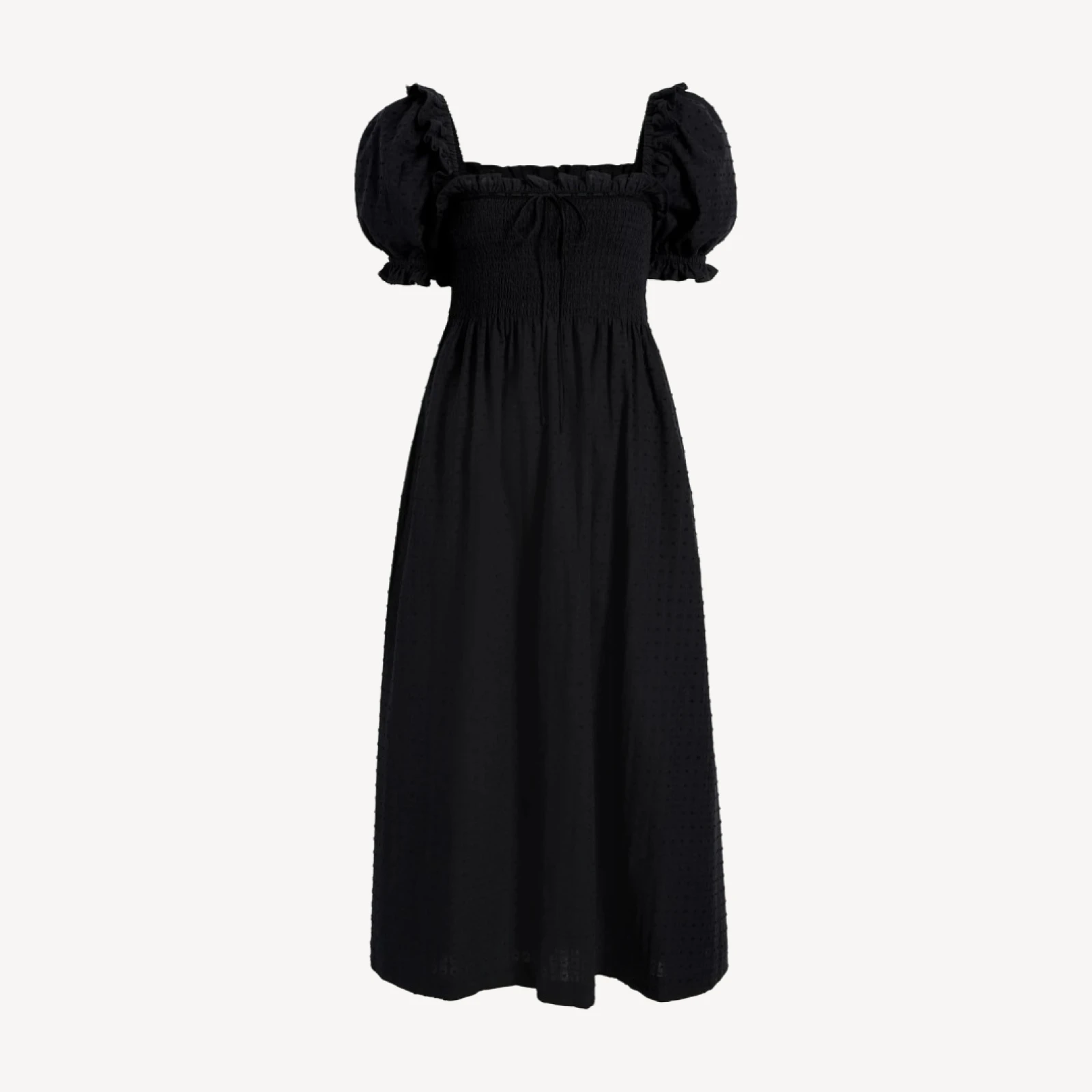 The Scarlett Nap Dress - Black Textured Clip Dot