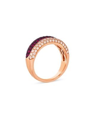 Bloomingdale's Fine Collection Ruby & Diamond Double Row Ring in 14K Rose Gold