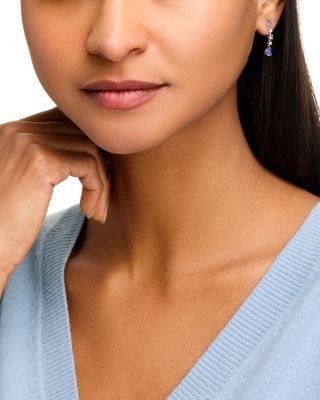 Bloomingdale's Fine Collection Sapphire & Diamond Linear Drop Earrings in 14K White Gold