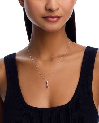 Bloomingdale's Fine Collection Sapphire & Diamond Linear Pendant Necklace in 14K White Gold, 20