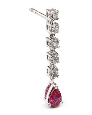 Bloomingdale's Fine Collection Ruby & Champagne Diamond Linear Drop Earrings in 14K White Gold