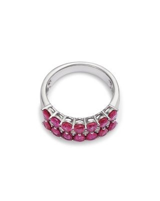 Bloomingdale's Fine Collection Ruby & Champagne Diamond Triple Row Ring in 14K White Gold