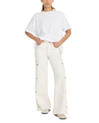 Good American Good Waist High Rise Palazzo Jeans in White