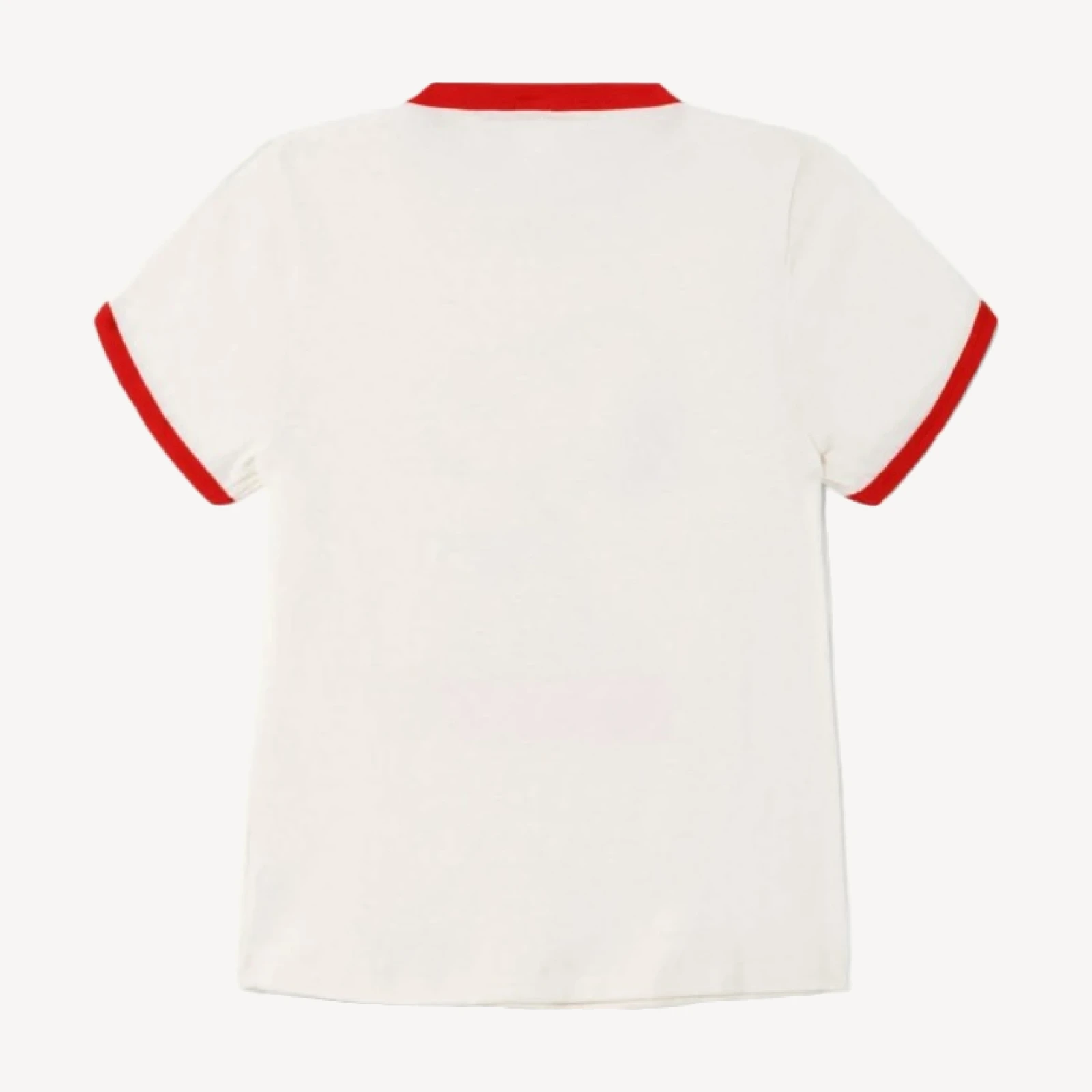 60s Slim Ringer "Snoopy" Tee - Vintage White With Crimson