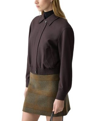 Theory Cropped Track Jacket in Wool-Blend