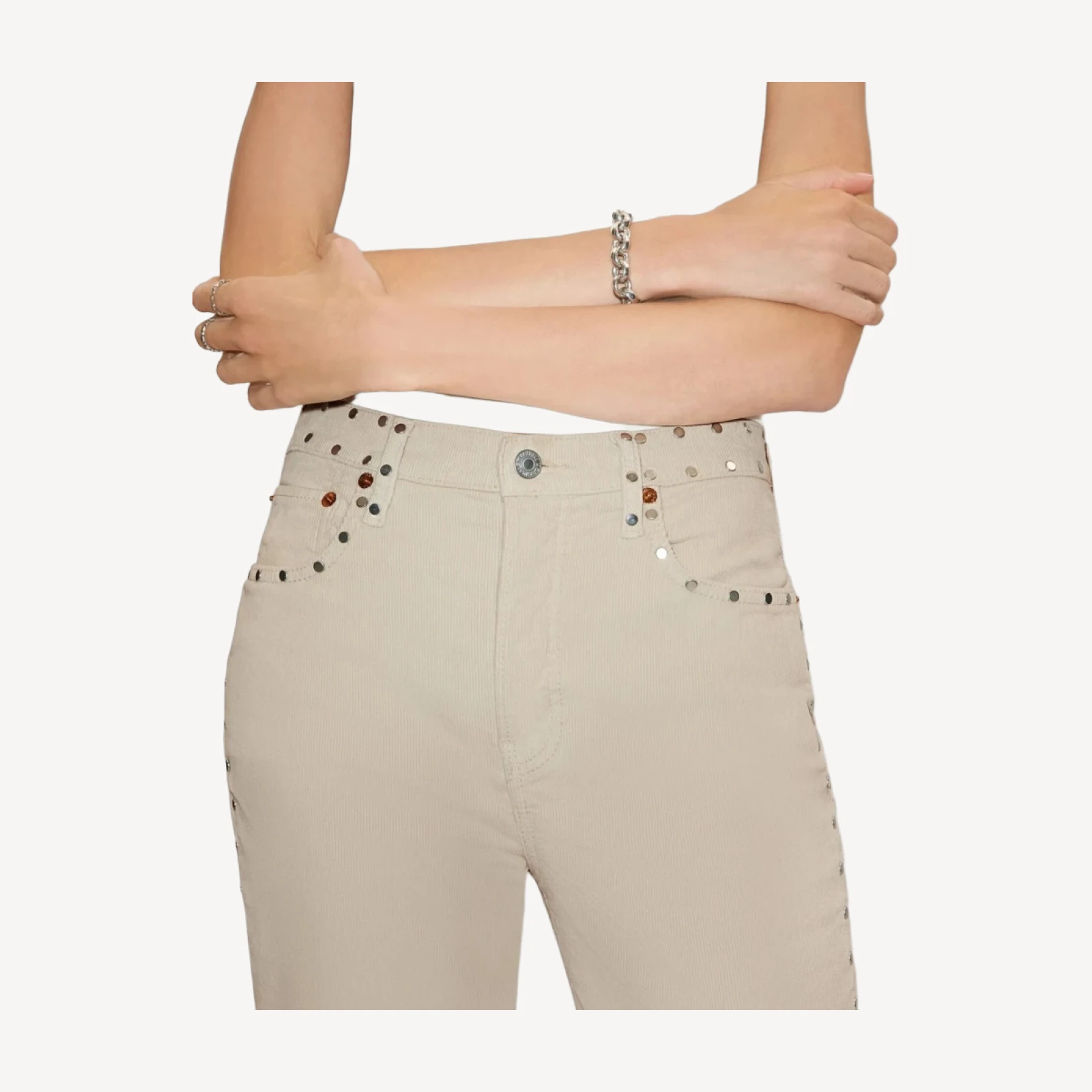 Comfort Stretch Corduroy 70s Stove Pipe - Vintage Pearl Stud