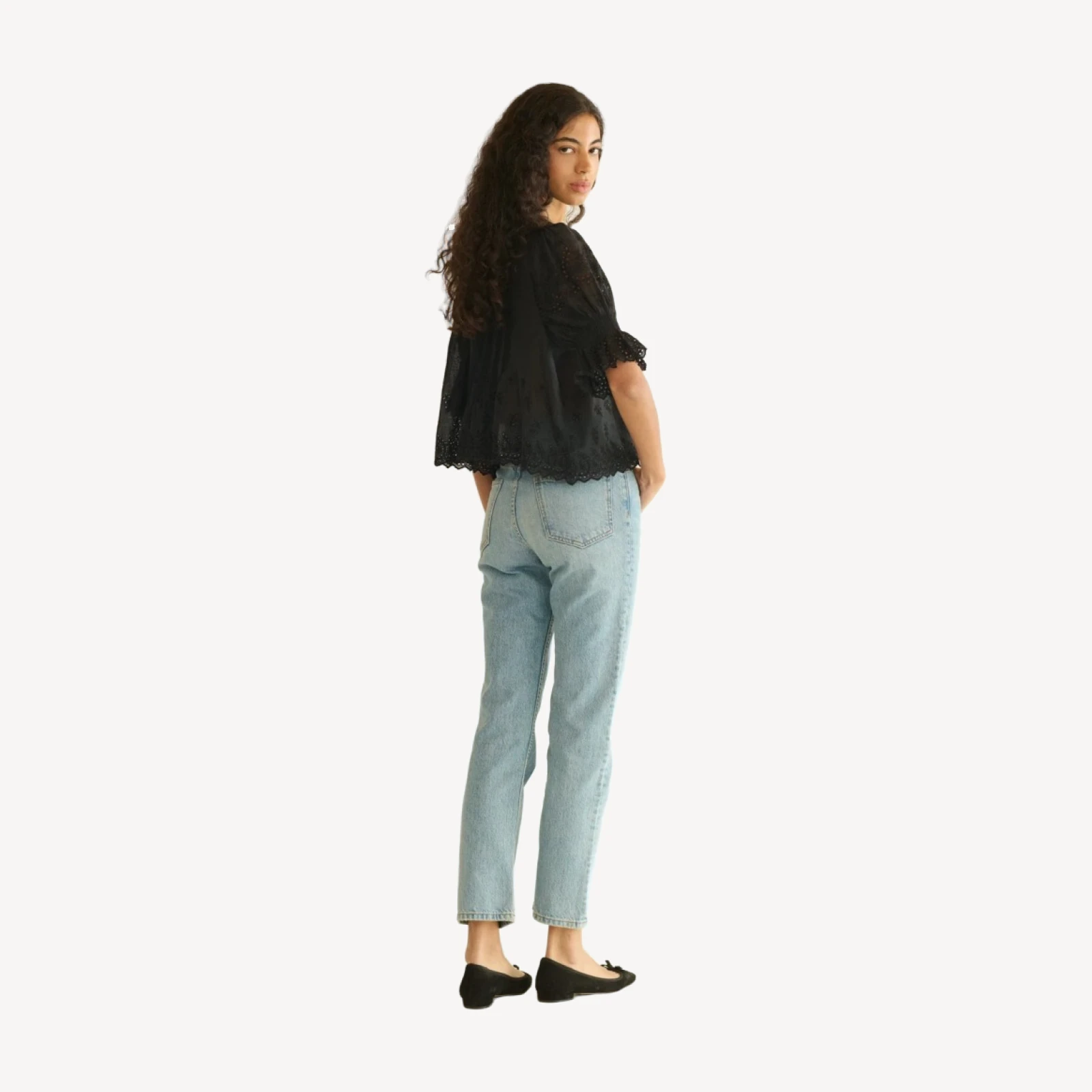 HENRI TOP -- BLACK EYELET