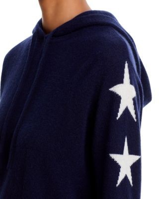 Aqua 100% Cashmere Star Sleeve Hoodie Sweater - Exclusive