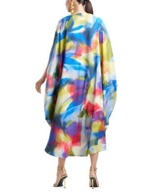 Natori Kumo Printed Satin Circle Caftan