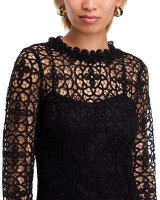 Teri Jon by Rickie Freeman Stretch Crochet Maxi Dress