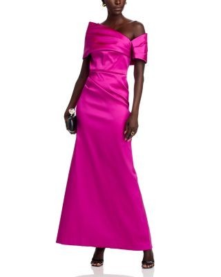 Teri Jon by Rickie Freeman Mikado Asymmetric Gown