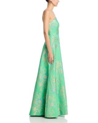 Teri Jon by Rickie Freeman Met Floral Jacquard Gown
