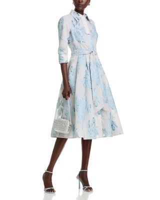 Teri Jon by Rickie Freeman Jacquard Shirt Dress