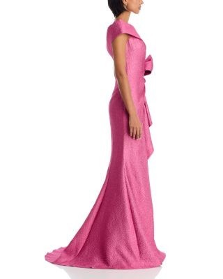 Teri Jon by Rickie Freeman One Shoulder Textured Gown