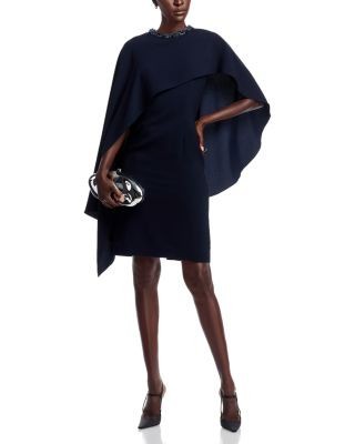 Teri Jon by Rickie Freeman Beaded Neck Cape Dress