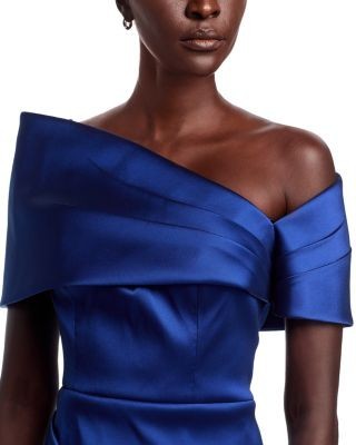 Teri Jon by Rickie Freeman Asymmetric Neck Taffeta Dress