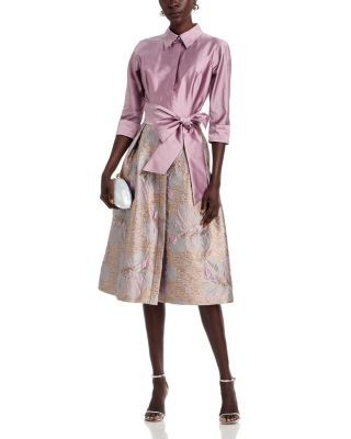 Teri Jon by Rickie Freeman Taffeta Jacquard Shirtdress