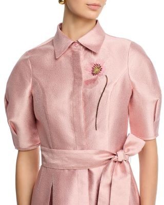Teri Jon by Rickie Freeman Jacquard Embroidered Shirtdress