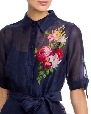 Teri Jon by Rickie Freeman Floral Border Shirtdress