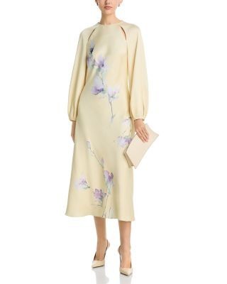 Teri Jon by Rickie Freeman Satin Slit Sleeve Dress