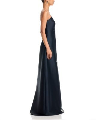 Teri Jon by Rickie Freeman Mikado Strapless Bed Floral Motif Gown