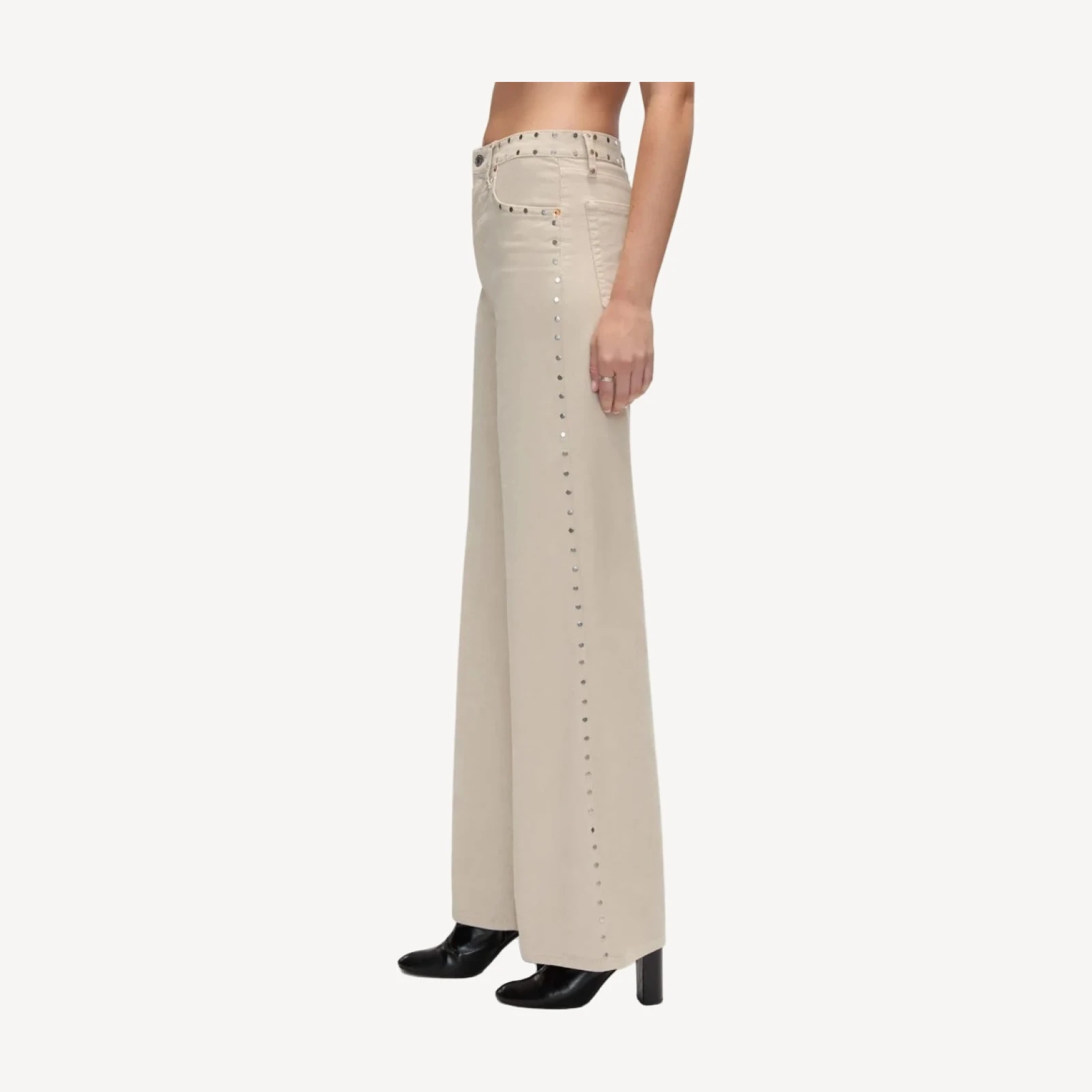 Comfort Stretch Corduroy High Rise Wide Leg - Vintage Pearl Stud