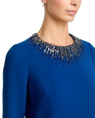 Teri Jon by Rickie Freeman Embellished Three Quarter Sleeve Shift Dress