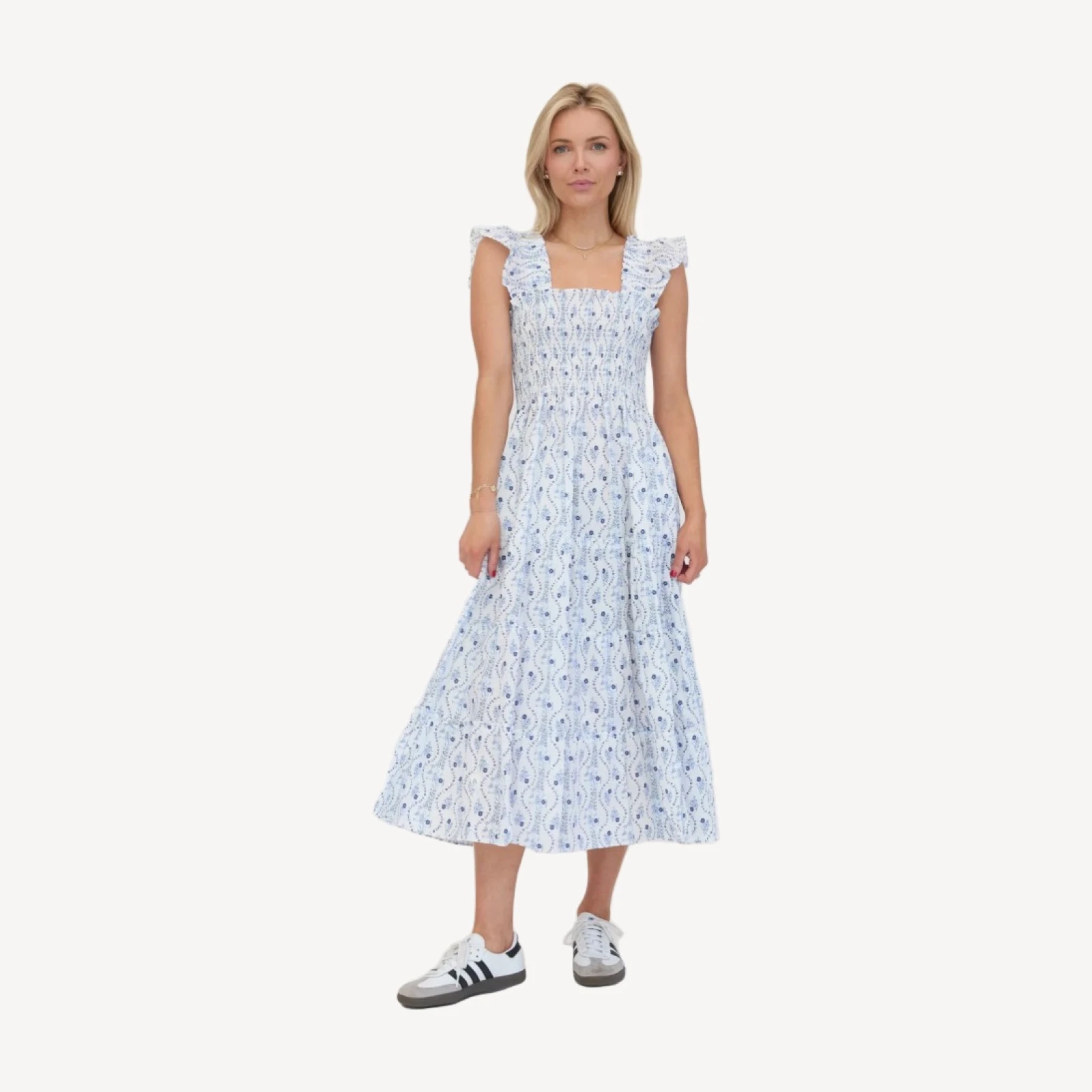 The Ellie Nap Dress - Blue Vine Stripe