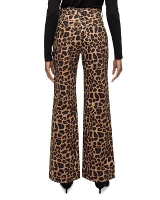 Veronica Beard Taylor High Rise Wide Leg Jeans in Washed Leopard