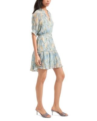 Veronica Beard Dorrie Printed Button Front Mini Dress