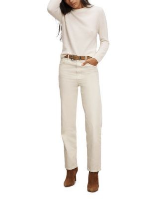 Veronica Beard Leah Mid Rise Straight Jeans in Ecru