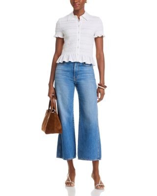 Veronica Beard Ellisandra Smocked Ruffled Blouse