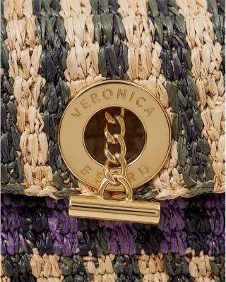 Veronica Beard Anchor Medium Striped Raffia Clutch
