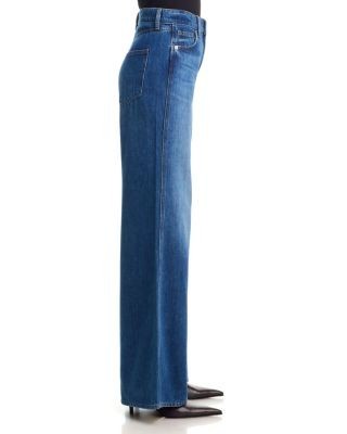 Veronica Beard Kasey Mid Rise Wide Leg Jeans in Bright Blue
