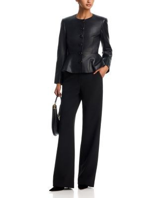 Veronica Beard Quinn Peplum Leather Jacket