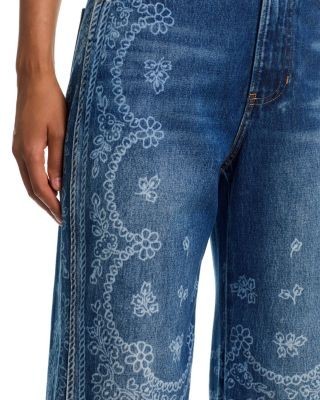 Veronica Beard Taylor High Rise Wide Leg Jeans in Indigo Bandana