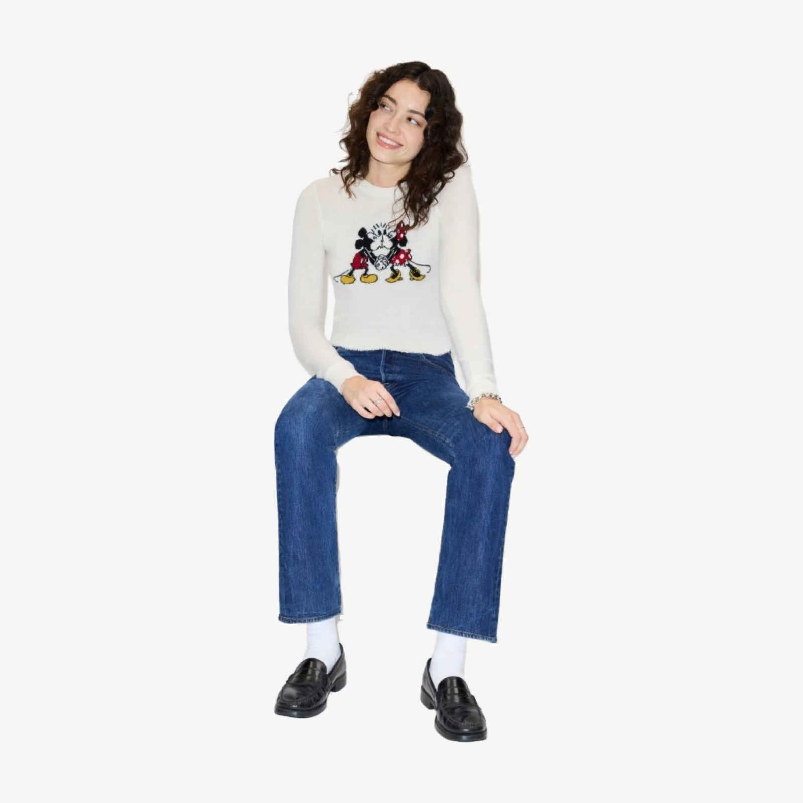 Cashmere "Mickey Mouse" Crewneck - Ivory Multi