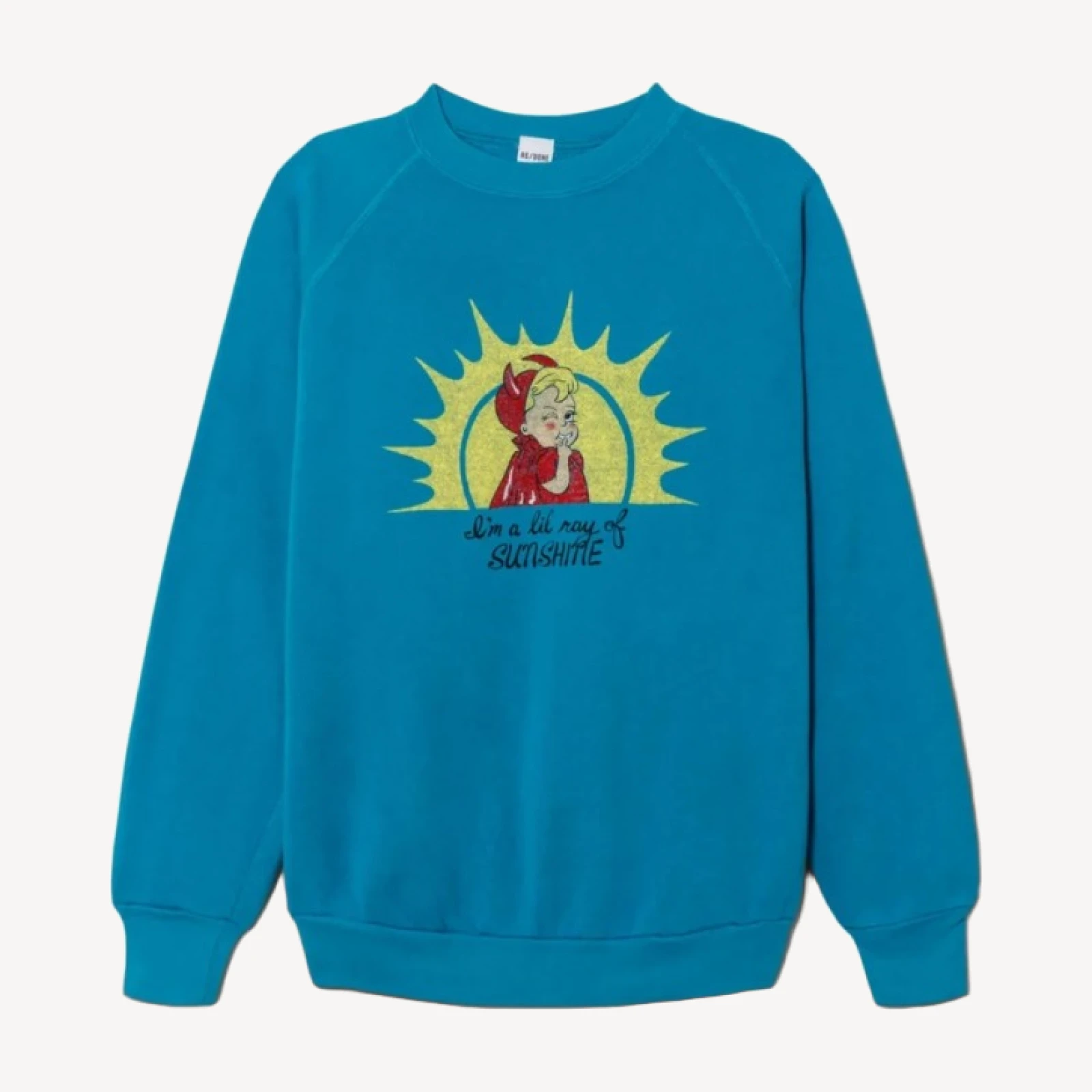 Upcycled "Ray of Sunshine" Sweatshirt - Dark Blue