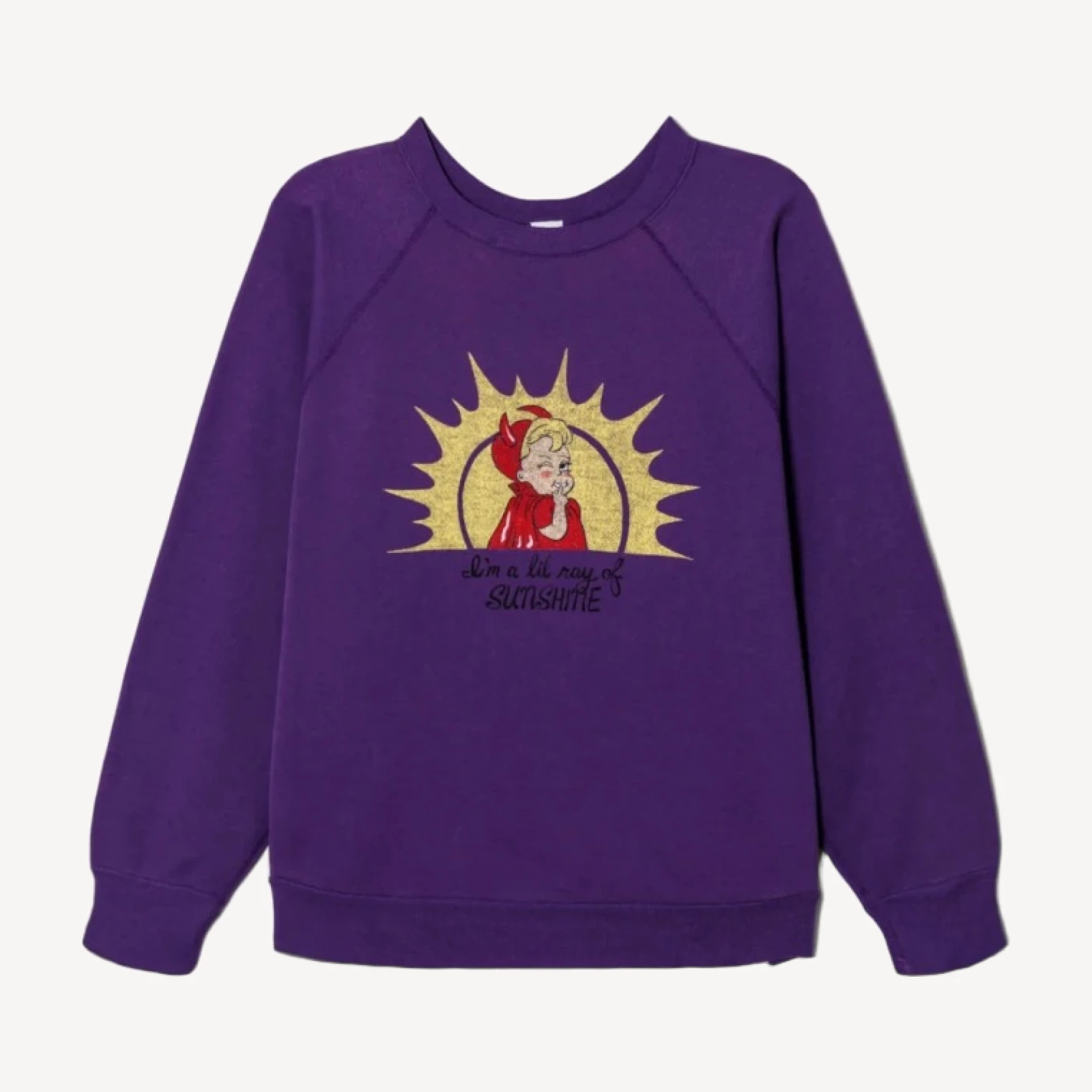 Upcycled "Ray of Sunshine" Sweatshirt - Dark Blue