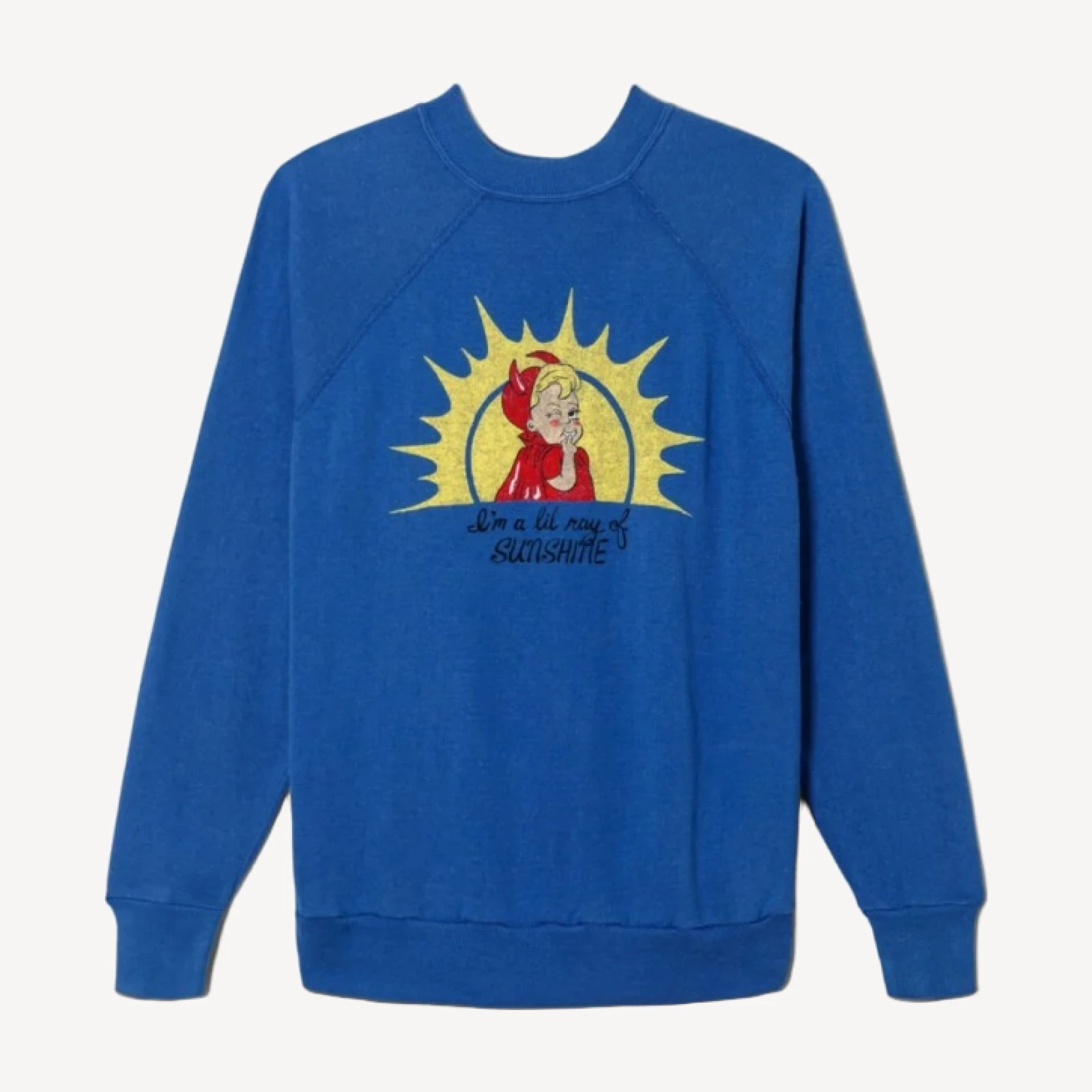 Upcycled "Ray of Sunshine" Sweatshirt - Dark Blue