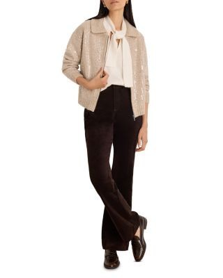 Nic+Zoe Shimmer Knit Zip Front Sweater