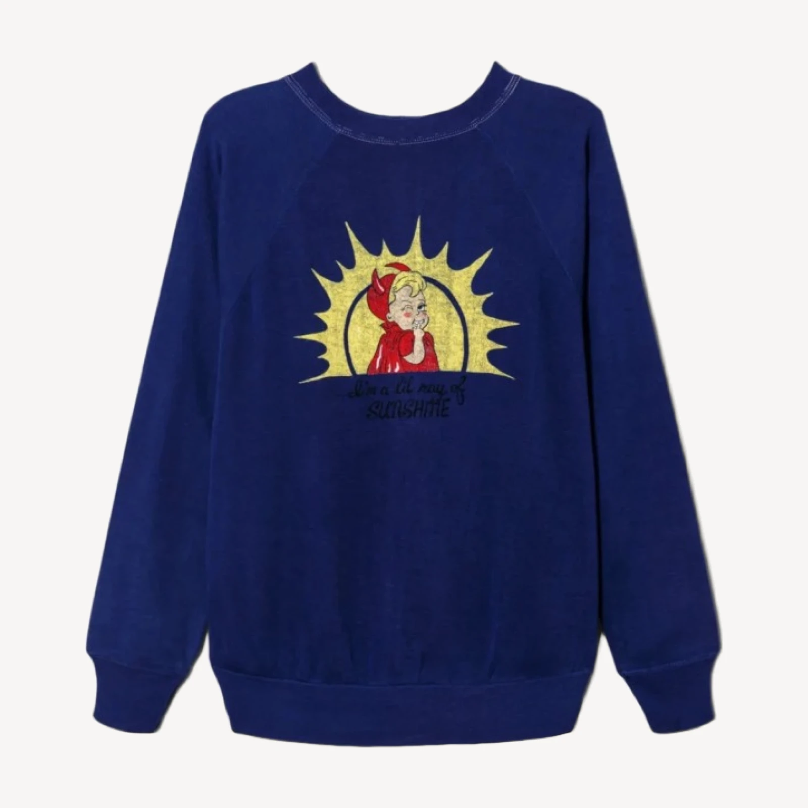 Upcycled "Ray of Sunshine" Sweatshirt - Dark Blue