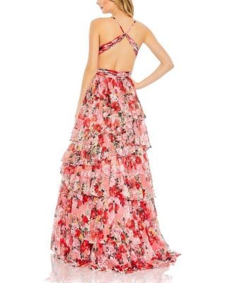 Mac Duggal Pleated Chiffon Cut Out Ballgown