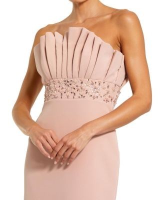 Mac Duggal Crepe Strapless Gown With Rhinestone Beading