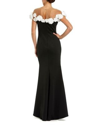 Mac Duggal Stretch Crepe Mermaid Gown with 3D Flowers