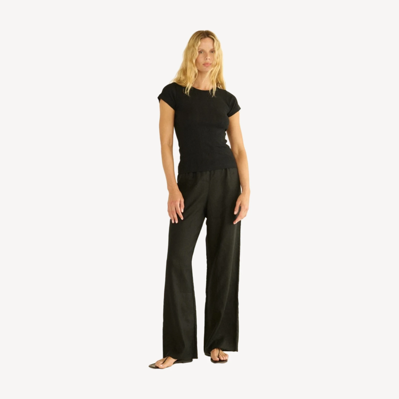 LAVON LINEN PANT -- BLACK