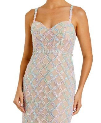 Mac Duggal Pearl Embellished Sleeveless Bustier Gown