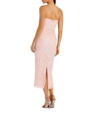 Mac Duggal Pearl Embellished Strapless Midi Cocktail Dress